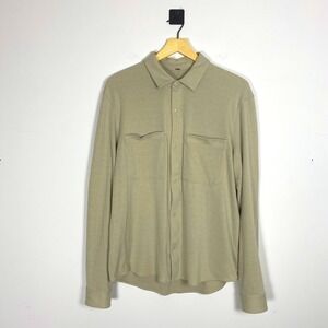 Lululemon Men's Soft Knit Over Shirt Long Sleeve Button Up Green / Beige
